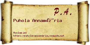 Puhola Annamária névjegykártya
